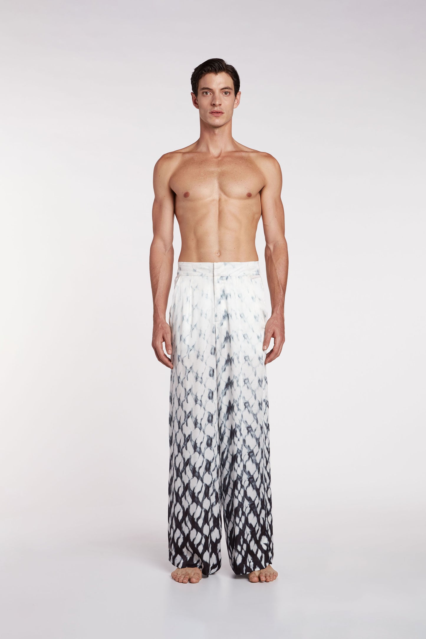 Herman Silk Trousers With Geometric Shibori Dye