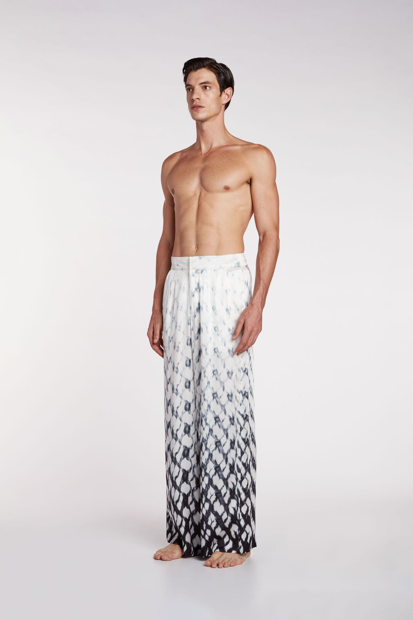 Herman Silk Trousers With Geometric Shibori Dye