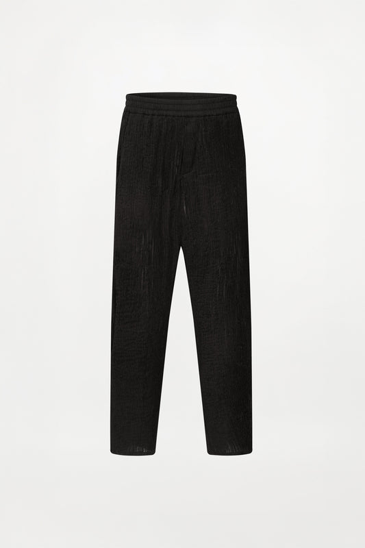 Mens Tao Trousers Tabby Silk Pintuck - Black