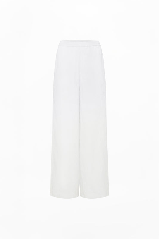 CLEMENT TROUSERS ( WHITE SILK PINTUCK )