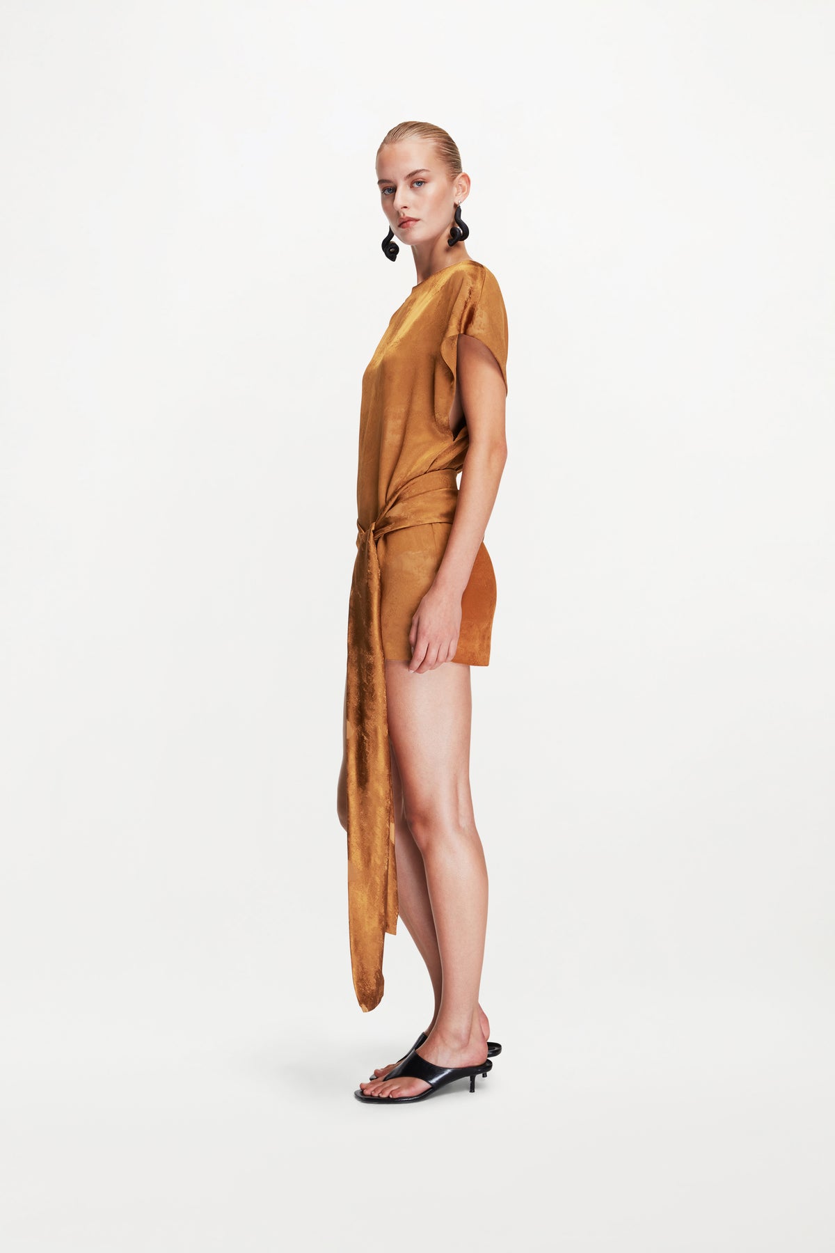 Fira Dress Patina Jacquard - Tobacco Dunes