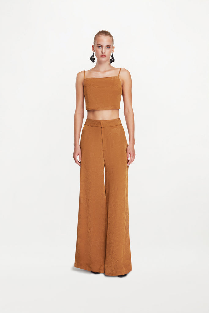 Avra Trousers Patina Jacquard - Tobacco Dunes