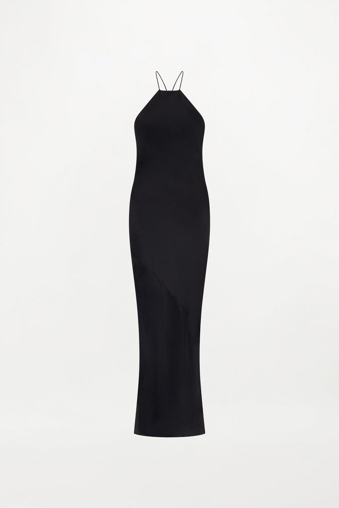 Delos Womens Silk Backless Artisanal Dress Black