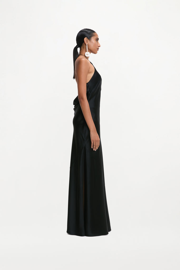 Delos Womens Silk Backless Artisanal Dress Black Delos Womens Silk Backless Artisanal Dress Black