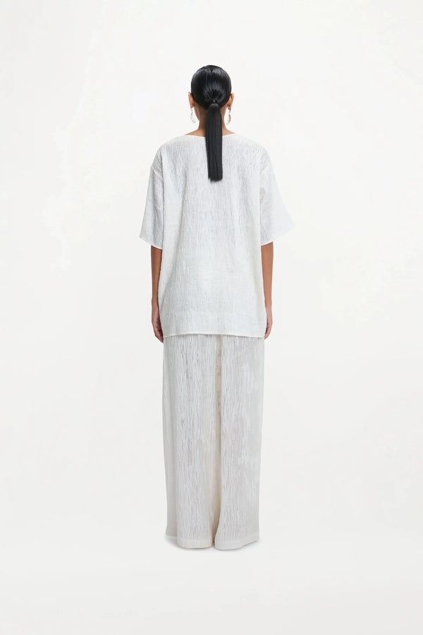 CLEMENT TROUSERS ( WHITE SILK PINTUCK )