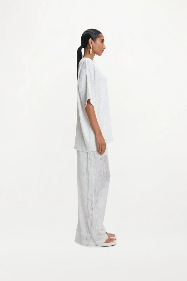 CLEMENT TROUSERS ( WHITE SILK PINTUCK )