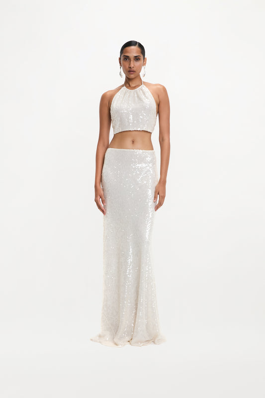 Agnes Skirt - Ivory Sequin