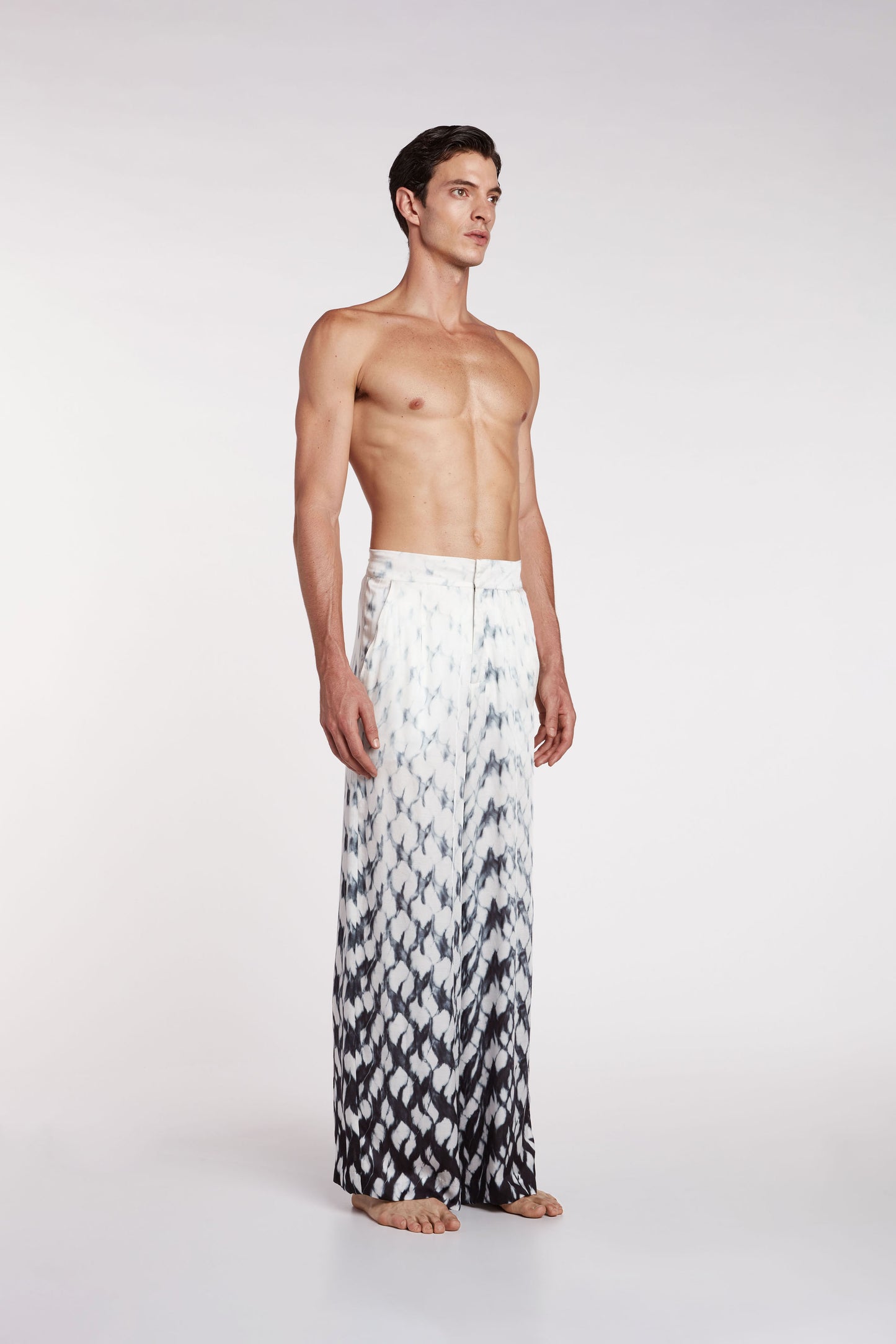 Herman Silk Trousers With Geometric Shibori Dye